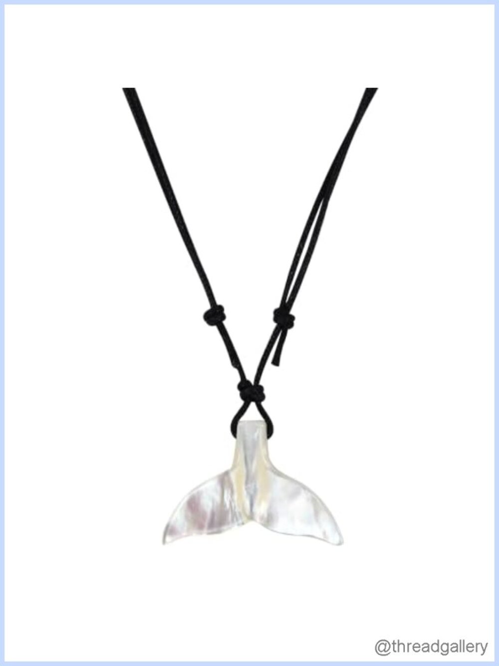 Genuine Mother of Pearl Whale Tail Pendant Necklace Adjustable Rope 15-29"